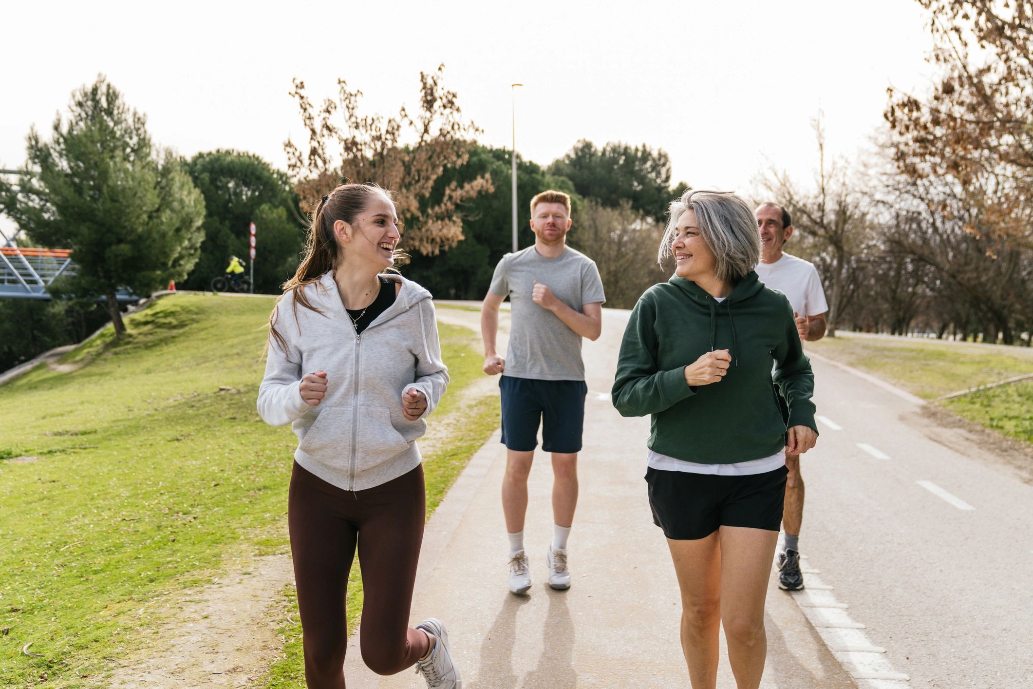 Active group enjoying an everyday sporty lifestyle outdoors